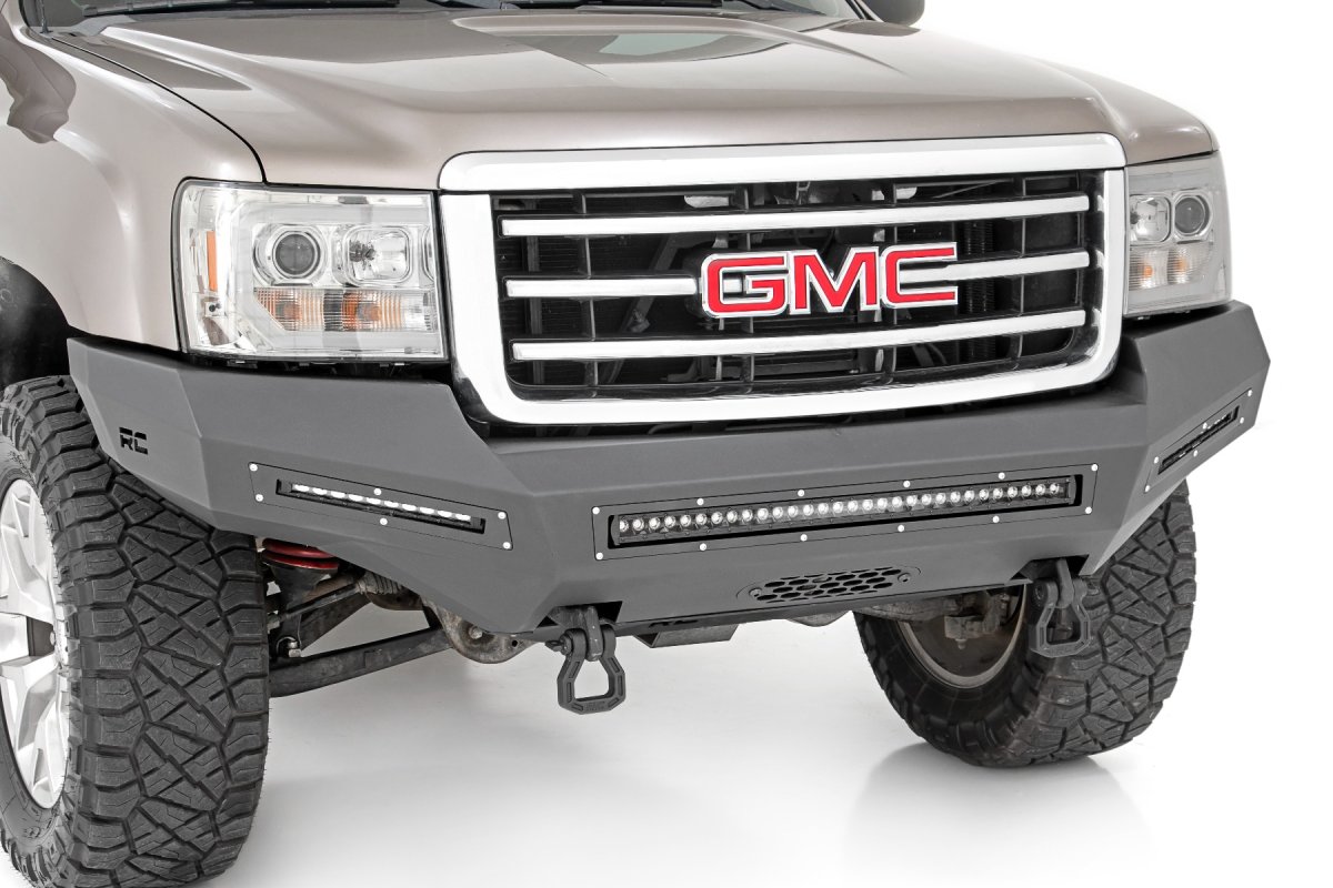GMC Sierra 1500 Front Bumper - Rough Country - Fabricated | Prerunner | High Clearance - Flat Black - '07-'13